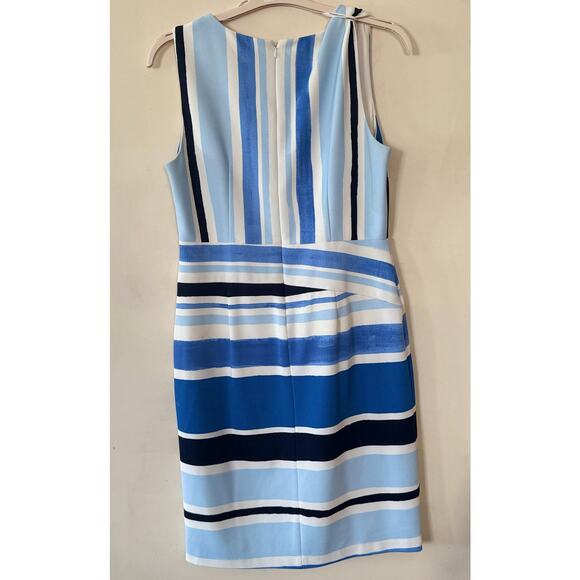 Slate & Willow RTR Colorblock Bodycon V Neck Dress Blue White Stripe 12 MINT - Picture 6 of 9